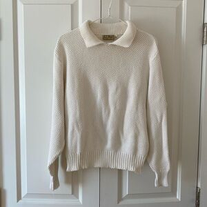 Rare Vintage LLBean Collared Sweater White Size L